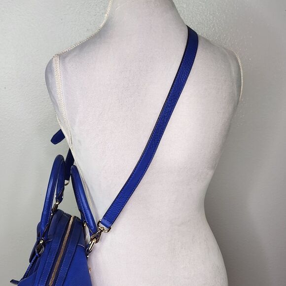 Michael Kors Blue Pebbled Leather Bedford Satchel - Picture 10 of 15